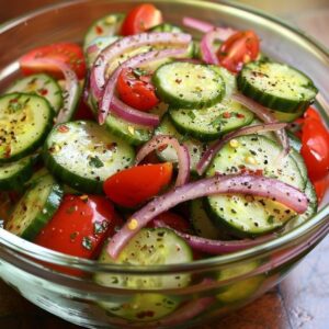 Marinated Cucumber, Onion, and Tomato Salad