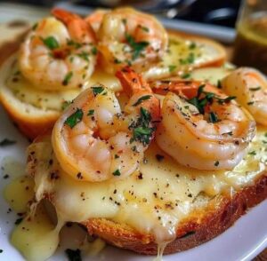 Cheesy Garlic Bread Shrimp Grilled cheese